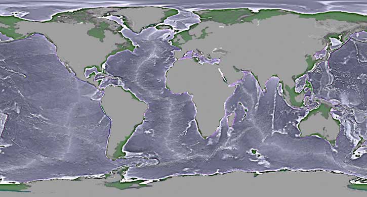 a map of global sea-level changes since the last Ice Age which is not a link to another page