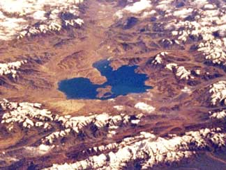 an image of the impact crater at Karakul, Tajikistan